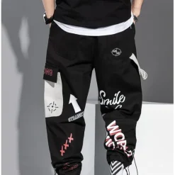 Best OUKU Men's Cargo Pants Cargo Trousers Joggers Trousers Drawstring Elastic Waist Multi Pocket Graphic Prints Breathable Soft Casual Daily Fashion Streetwear Black Gray