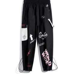 Best OUKU Men's Cargo Pants Cargo Trousers Joggers Trousers Drawstring Elastic Waist Multi Pocket Graphic Prints Breathable Soft Casual Daily Fashion Streetwear Black Gray