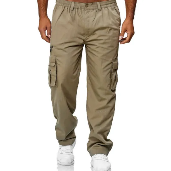 New OUKU Men's Cargo Pants Cargo Trousers Work Pants Elastic Waist Multi Pocket Straight Leg Plain Work Simple Casual Navy ArmyGreen