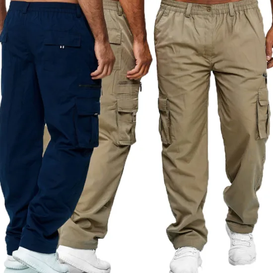New OUKU Men's Cargo Pants Cargo Trousers Work Pants Elastic Waist Multi Pocket Straight Leg Plain Work Simple Casual Navy ArmyGreen