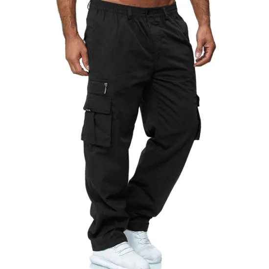 New OUKU Men's Cargo Pants Cargo Trousers Work Pants Elastic Waist Multi Pocket Straight Leg Plain Work Simple Casual Navy ArmyGreen