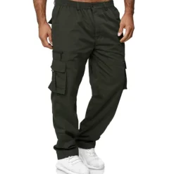 New OUKU Men's Cargo Pants Cargo Trousers Work Pants Elastic Waist Multi Pocket Straight Leg Plain Work Simple Casual Navy ArmyGreen