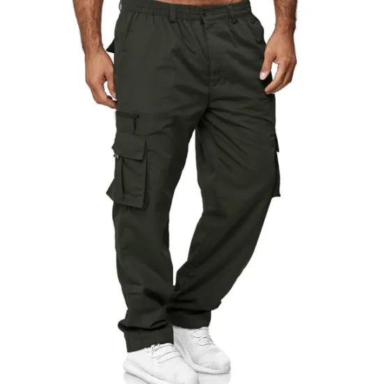 New OUKU Men's Cargo Pants Cargo Trousers Work Pants Elastic Waist Multi Pocket Straight Leg Plain Work Simple Casual Navy ArmyGreen