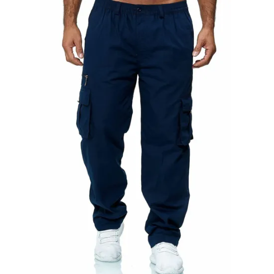 New OUKU Men's Cargo Pants Cargo Trousers Work Pants Elastic Waist Multi Pocket Straight Leg Plain Work Simple Casual Navy ArmyGreen