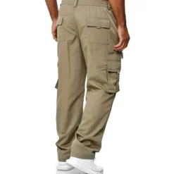 New OUKU Men's Cargo Pants Cargo Trousers Work Pants Elastic Waist Multi Pocket Straight Leg Plain Work Simple Casual Navy ArmyGreen