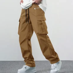 New OUKU Men's Cargo Pants Cargo Trousers Zipper Pocket Plain Comfort Breathable Outdoor Daily Going out Fashion Casual Black Khaki