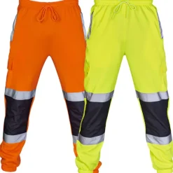 Discount OUKU Men's Cargo Pants Cargo Trousers Tactical Pants Trousers Work Pants Elastic Waist Reflective Waterproof Casual fluorescent green Black