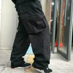 Sale OUKU Men's Cargo Pants Cargo Trousers Combat Trousers Pocket Plain Comfort Soft Outdoor Daily Going out Casual Big and Tall Black Green