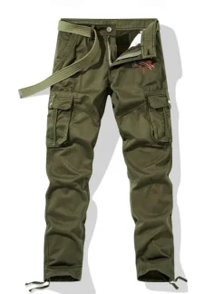 Discount OUKU Men's Cargo Pants Cargo Trousers Work Pants Multi Pocket Graphic Cross American Flag Outdoor Full Length Outdoor Sports Outdoor Casual Vintage Sports Yellow Army Green Micro-elastic