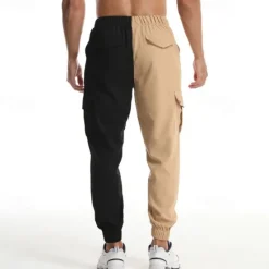 Sale OUKU Men's Cargo Pants Cargo Trousers Joggers Trousers Drawstring Elastic Waist Multi Pocket Color Block Comfort Soft Full Length Outdoor Daily Running Sports Fashion Green Khaki