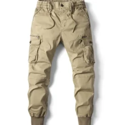 OUKU Men's Cargo Pants Cargo Trousers Trousers Tactical Drawstring Elastic Waist Multi Pocket Plain Breathable Outdoor Full Length Casual Daily Casual Tactical ArmyGreen Black Micro-elastic