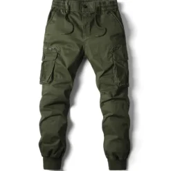 OUKU Men's Cargo Pants Cargo Trousers Trousers Tactical Drawstring Elastic Waist Multi Pocket Plain Breathable Outdoor Full Length Casual Daily Casual Tactical ArmyGreen Black Micro-elastic