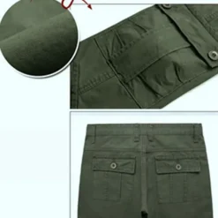 Sale OUKU Men's Cargo Pants Combat Trousers 8 Pocket Plain Breathable Lightweight Full Length Casual Daily Trousers ArmyGreen Black Micro-elastic