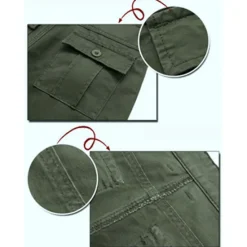 Sale OUKU Men's Cargo Pants Combat Trousers 8 Pocket Plain Breathable Lightweight Full Length Casual Daily Trousers ArmyGreen Black Micro-elastic