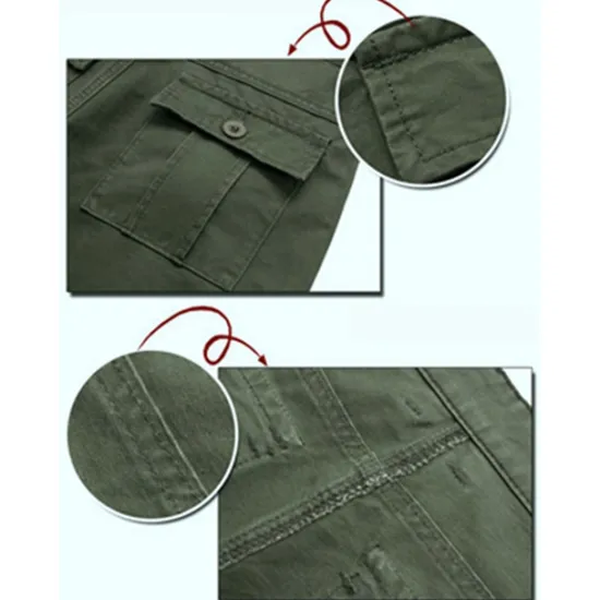 Sale OUKU Men's Cargo Pants Combat Trousers 8 Pocket Plain Breathable Lightweight Full Length Casual Daily Trousers ArmyGreen Black Micro-elastic