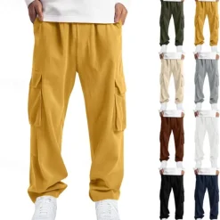 Online OUKU Men's Cargo Pants Corduroy Pants Trousers Multi Pocket Straight Leg Plain Wearable Outdoor Daily Camping & Hiking Fashion Classic Black White