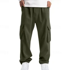 Online OUKU Men's Cargo Pants Corduroy Pants Trousers Multi Pocket Straight Leg Plain Wearable Outdoor Daily Camping & Hiking Fashion Classic Black White
