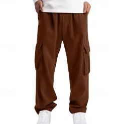 Online OUKU Men's Cargo Pants Corduroy Pants Trousers Multi Pocket Straight Leg Plain Wearable Outdoor Daily Camping & Hiking Fashion Classic Black White