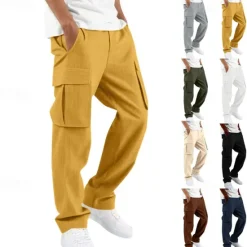 Online OUKU Men's Cargo Pants Corduroy Pants Trousers Multi Pocket Straight Leg Plain Wearable Outdoor Daily Camping & Hiking Fashion Classic Black White