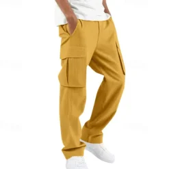 Online OUKU Men's Cargo Pants Corduroy Pants Trousers Multi Pocket Straight Leg Plain Wearable Outdoor Daily Camping & Hiking Fashion Classic Black White