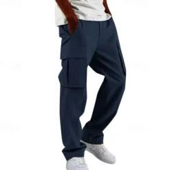 Online OUKU Men's Cargo Pants Corduroy Pants Trousers Multi Pocket Straight Leg Plain Wearable Outdoor Daily Camping & Hiking Fashion Classic Black White
