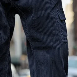 OUKU Men's Cargo Pants Corduroy Pants Trousers Baggy Pants Casual Pants Pocket Elastic Waist Straight Leg Plain Comfort Soft Full Length Outdoor Daily Going out Fashion Streetwear Black Royal Blue