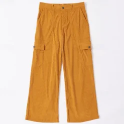 Online OUKU Men's Cargo Pants Corduroy Pants Trousers Casual Pants Pocket Elastic Waist Multi Pocket Plain Comfort Soft Full Length Outdoor Daily Going out Fashion Streetwear Black Brown Micro-elastic