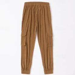 New OUKU Men's Cargo Pants Corduroy Pants Trousers Casual Pants Jogger Pants Drawstring Elastic Waist Multi Pocket Plain Comfort Warm Full Length Outdoor Casual Daily Fashion Streetwear Black Blue