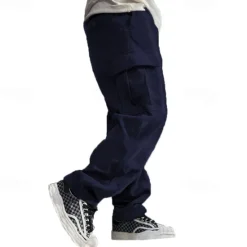 New OUKU Men's Cargo Pants Corduroy Pants Trousers Straight Leg Sweatpants Elastic Waist Drawstring Multi Pocket Plain Wearable Outdoor Daily Camping & Hiking Fashion Classic Black Army Green