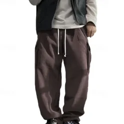 New OUKU Men's Cargo Pants Corduroy Pants Trousers Straight Leg Sweatpants Elastic Waist Drawstring Multi Pocket Plain Wearable Outdoor Daily Camping & Hiking Fashion Classic Black Army Green