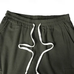 New OUKU Men's Cargo Pants Corduroy Pants Trousers Straight Leg Sweatpants Elastic Waist Drawstring Multi Pocket Plain Wearable Outdoor Daily Camping & Hiking Fashion Classic Black Army Green