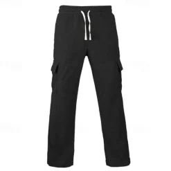 Outlet OUKU Men's Cargo Pants Corduroy Pants Trousers Cargo Sweatpants Elastic Waist Drawstring Multi Pocket Plain Wearable Outdoor Daily Camping & Hiking Fashion Classic Black Khaki