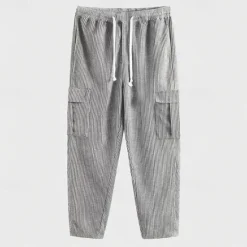 Hot OUKU Men's Cargo Pants Corduroy Pants Trousers Pocket Elastic Waist Drawstring Plain Comfort Sports Outdoor Daily Fashion Casual ArmyGreen Black Micro-elastic