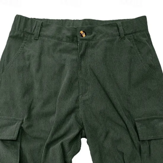 Sale OUKU Men's Cargo Pants Corduroy Pants Trousers Baggy Pants Casual Pants Elastic Waist Multi Pocket Straight Leg Plain Comfort Soft Full Length Outdoor Casual Daily Fashion Streetwear Black Blue
