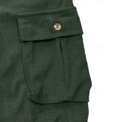 Sale OUKU Men's Cargo Pants Corduroy Pants Trousers Baggy Pants Casual Pants Elastic Waist Multi Pocket Straight Leg Plain Comfort Soft Full Length Outdoor Casual Daily Fashion Streetwear Black Blue