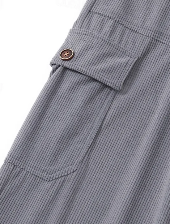 Sale OUKU Men's Cargo Pants Corduroy Pants Trousers Casual Pants Pocket Elastic Waist Multi Pocket Plain Comfort Soft Full Length Outdoor Daily Going out Fashion Streetwear Black Brown Micro-elastic