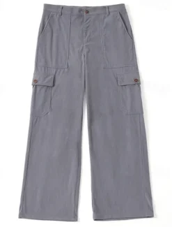 Sale OUKU Men's Cargo Pants Corduroy Pants Trousers Casual Pants Pocket Elastic Waist Multi Pocket Plain Comfort Soft Full Length Outdoor Daily Going out Fashion Streetwear Black Brown Micro-elastic