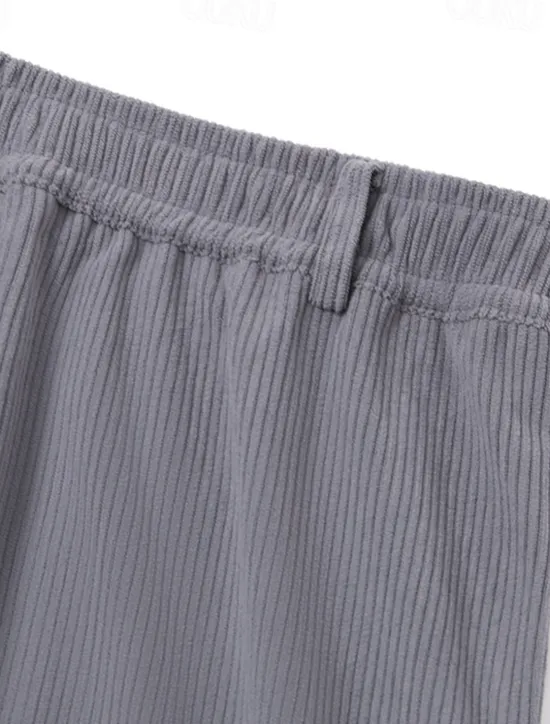 Sale OUKU Men's Cargo Pants Corduroy Pants Trousers Casual Pants Pocket Elastic Waist Multi Pocket Plain Comfort Soft Full Length Outdoor Daily Going out Fashion Streetwear Black Brown Micro-elastic