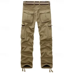 Outlet OUKU Men's Cargo Pants Fleece Pants Tactical Pants Trousers Buttons Multi Pocket Plain Warm Wearable Outdoor Daily Camping & Hiking Fashion Classic Dark Khaki Black
