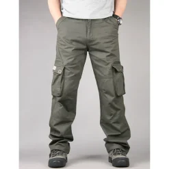 OUKU Men's Cargo Pants Hiking Pants Trousers Work Pants Military Outdoor Ripstop Breathable Quick Dry Multi Pockets Bottoms 6 Pockets Black Green Cotton Hunting Fishing Climbing 30 32 34 36 38