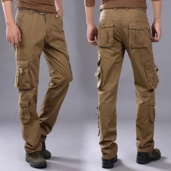 Sale OUKU Men's Cargo Pants Hiking Pants Trousers Work Pants Military Outdoor Loose Ripstop Multi-Pockets Breathable Multi Pockets Pants / Trousers Bottoms Black Army Green Cotton Work Camping / Hiking Hunting