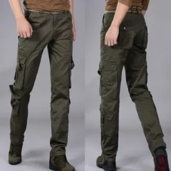 Sale OUKU Men's Cargo Pants Hiking Pants Trousers Work Pants Military Outdoor Loose Ripstop Multi-Pockets Breathable Multi Pockets Pants / Trousers Bottoms Black Army Green Cotton Work Camping / Hiking Hunting