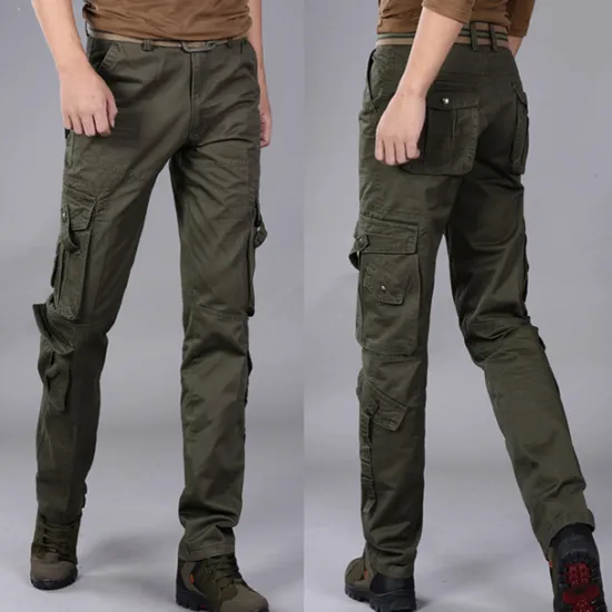 Sale OUKU Men's Cargo Pants Hiking Pants Trousers Work Pants Military Outdoor Loose Ripstop Multi-Pockets Breathable Multi Pockets Pants / Trousers Bottoms Black Army Green Cotton Work Camping / Hiking Hunting
