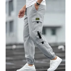 Discount OUKU Men's Cargo Pants Joggers Cargo Joggers Trousers Drawstring Elastic Waist Multi Pocket Plain Wearable Outdoor Daily Camping & Hiking Fashion Classic Black Blue