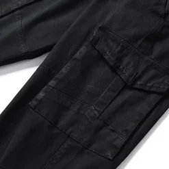 Online OUKU Men's Cargo Pants Joggers Trousers Buttons Multi Pocket Elastic Cuff Plain Wearable Outdoor Daily Camping & Hiking Fashion Classic Black Army Green