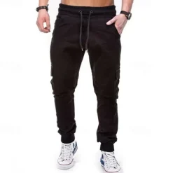 New OUKU Men's Cargo Pants Joggers Tactical Pants Trousers Drawstring Elastic Waist Multi Pocket Plain Wearable Outdoor Daily Camping & Hiking Fashion Classic Black Army Green Micro-elastic