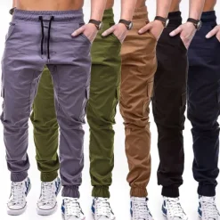 New OUKU Men's Cargo Pants Joggers Tactical Pants Trousers Drawstring Elastic Waist Multi Pocket Plain Wearable Outdoor Daily Camping & Hiking Fashion Classic Black Army Green Micro-elastic