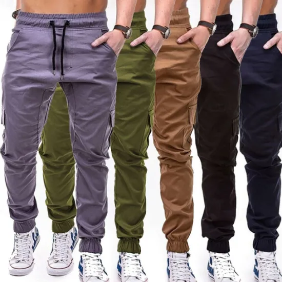 New OUKU Men's Cargo Pants Joggers Tactical Pants Trousers Drawstring Elastic Waist Multi Pocket Plain Wearable Outdoor Daily Camping & Hiking Fashion Classic Black Army Green Micro-elastic