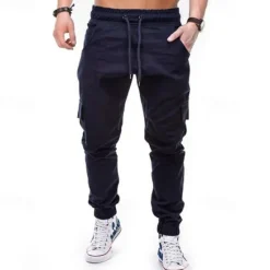 New OUKU Men's Cargo Pants Joggers Tactical Pants Trousers Drawstring Elastic Waist Multi Pocket Plain Wearable Outdoor Daily Camping & Hiking Fashion Classic Black Army Green Micro-elastic