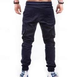 New OUKU Men's Cargo Pants Joggers Tactical Pants Trousers Drawstring Elastic Waist Multi Pocket Plain Wearable Outdoor Daily Camping & Hiking Fashion Classic Black Army Green Micro-elastic